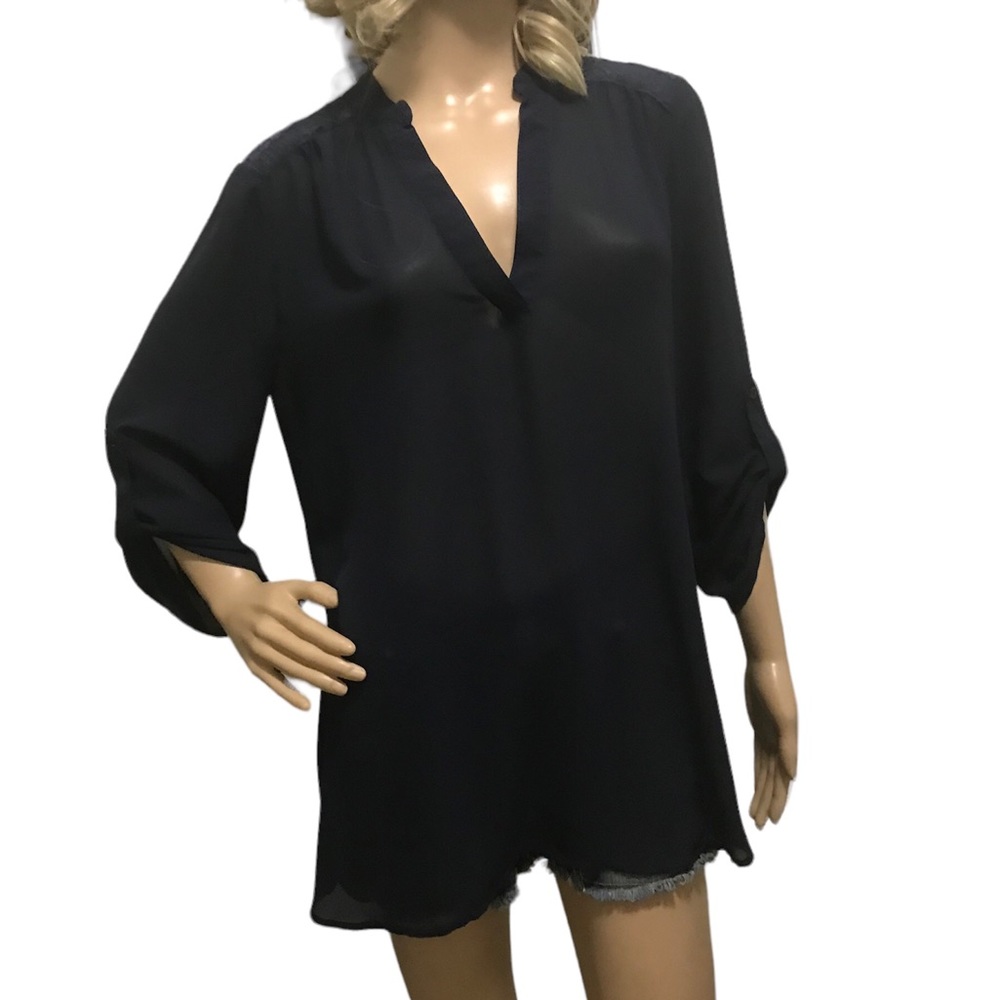 **LAST CHANCE CLEARANCE** Sheer Navy Blouse